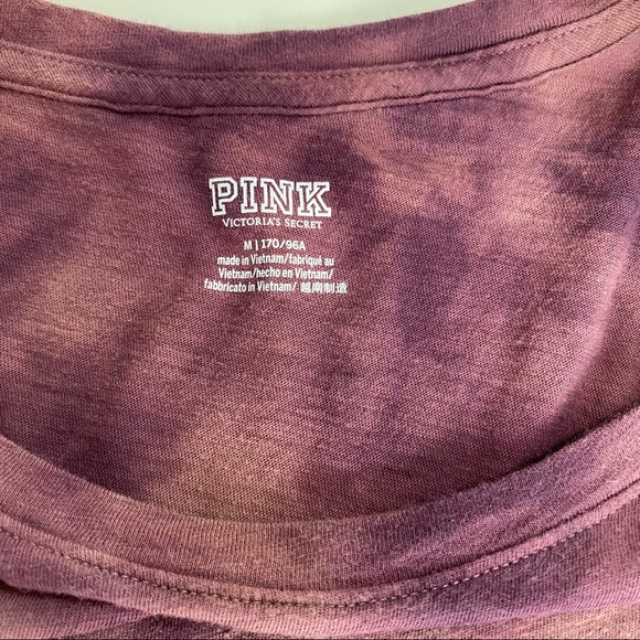 VS Victoria’s Secret PINK Perfect Tee Tie Dye Short Sleeve Purple Brown Medium - Picture 5 of 8